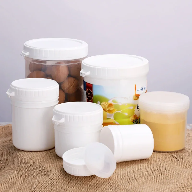 Empty Round Plastic Jar with Inner Lid Food Grade Storage Container Leakproof Liquid Cream Bottle 1PCS 300ml 350ml storage box,storage jar