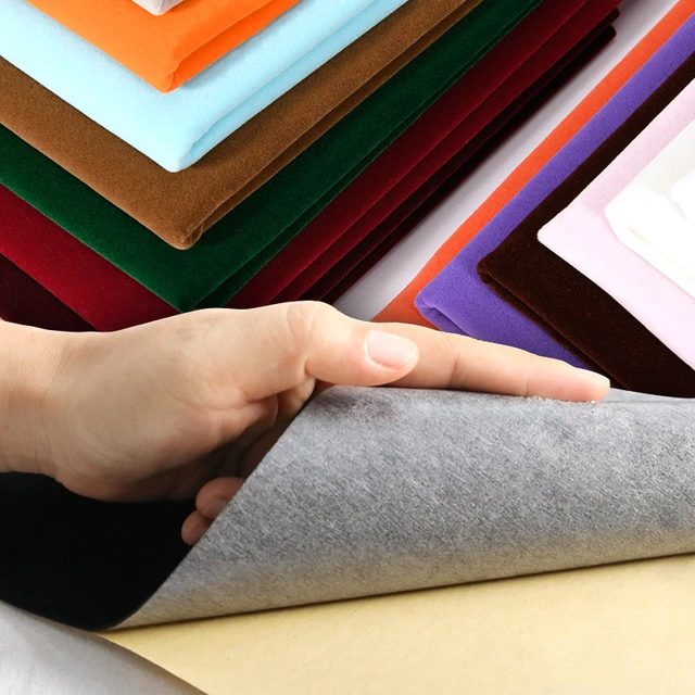 Flocking Self-adhesive Fabric Sheet Velvet Liner Polyester Cloth DIY  Material