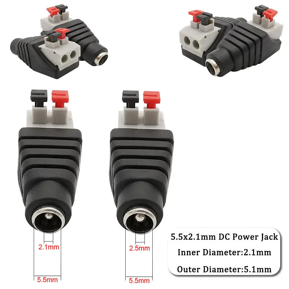 5 sztuk/10 sztuk 5,5x2,5mm/2.5mm złącze DC żeński/męski kabel z wtyczką Adapter gniazda Jack zasilający do taśmy LED