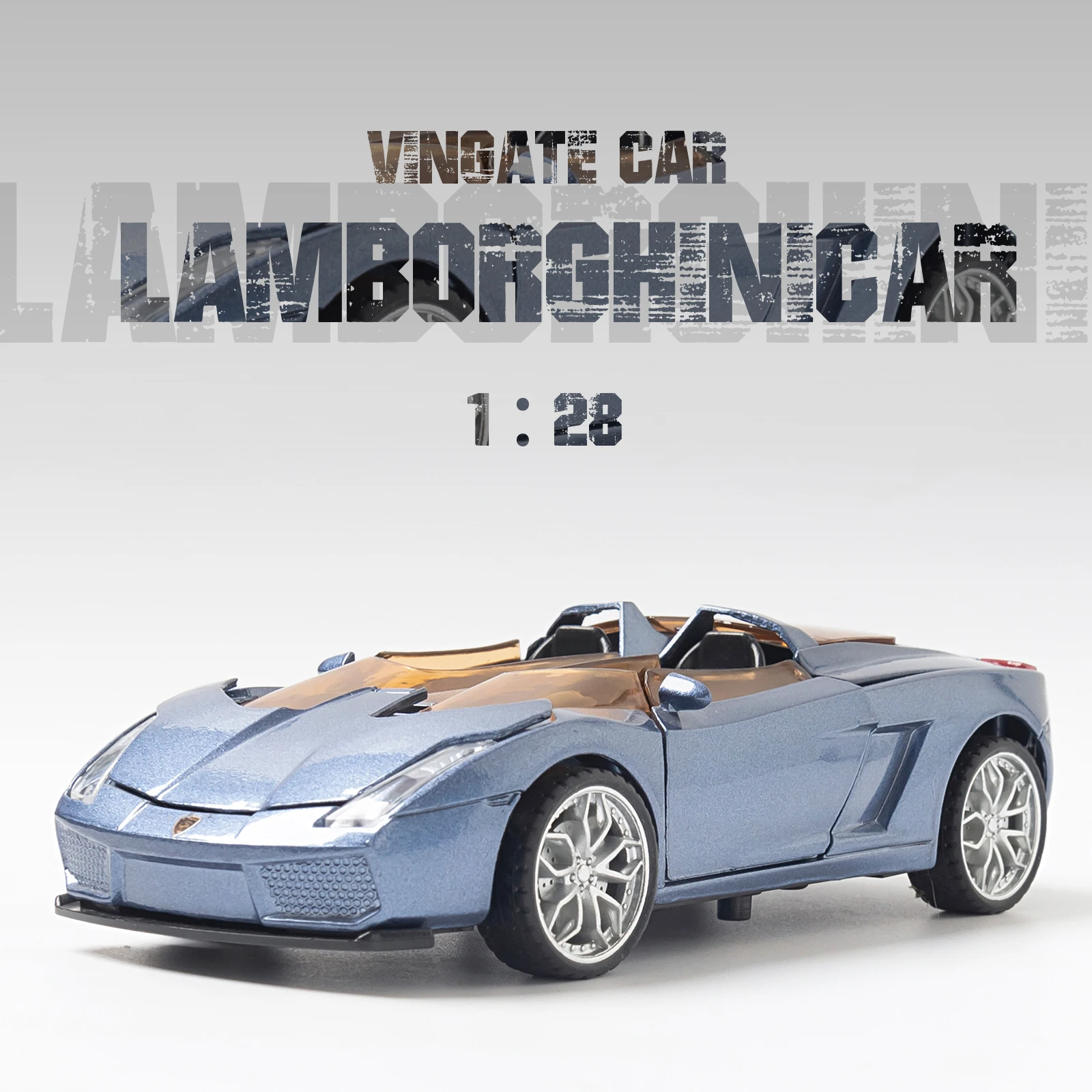 1:28 Alloy Vintage Diecast Lamborghinis Car Model Pull Back Car Miniature Vehicle Replica For Collection Gift For Kids Adults