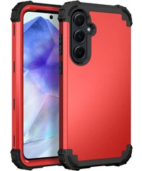 Ultimate 3 - in - 1 Heavy Duty Shockproof Phone Case with Rugged Armor Design for A15 4G or A15 5G (Red)