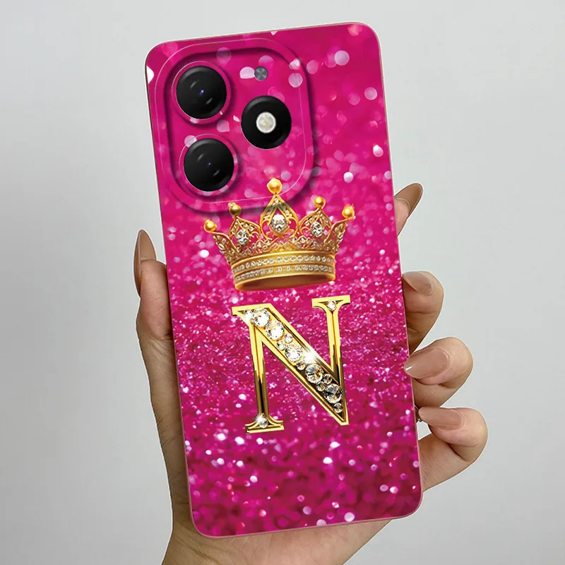 Crown Letter Silicone Soft Phone Case with Camera Protection and Back Cover Bumper