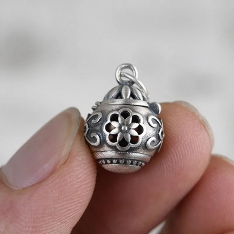 BOCAI Trend New Real S925 Pure Silver Jewelry Retro Fashion Hollow Artistic Temperament Aromatherapy Sachet Woman Pendant