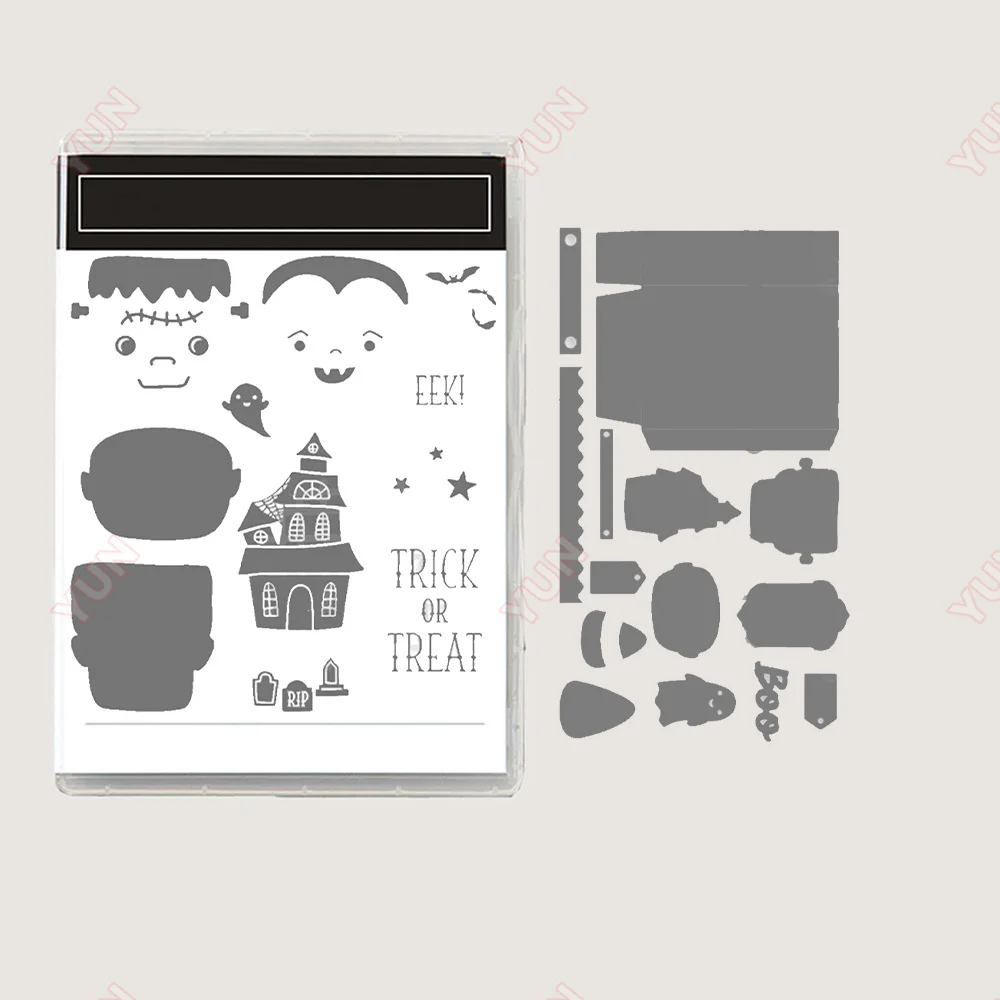 

Eek Trickor Treat Metal Cutting Dies Silicone Stamps Scrapbooking New Make Photo Album Card DIY Greeting Card