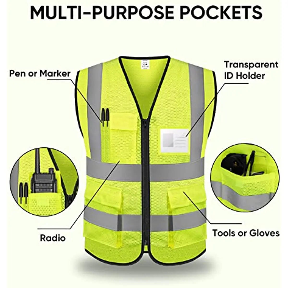 Customize Your Text Sign High Visibility Summer Breathable Safety Work Reflective Vest Personalized Construction Traffic Outdoor reflective safety vest