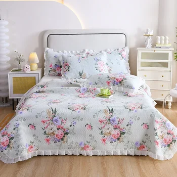 Princess Bed Cover Wind Dust-Proof Lace Cotton Bed sheets Printing Blanket Four Seasons Common King Size Sheets Full Set