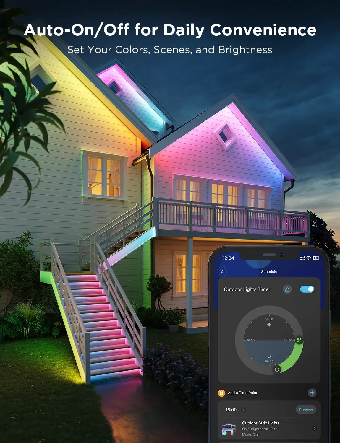 Outdoor LED Strip Lights, 98.4ft Smart Outdoor Lights Work with Alexa and Google Assistant, App Control, IP65 Waterproof