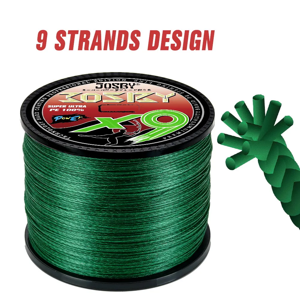 JOSBY 9 Strands PE Braided Fishing Lines Fishing Line Super Strong1000M 500M 300M X9 High Strength Sea
