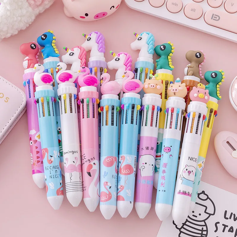 Stylo À Bille Kawaii Licorne Et Flamant Rose Multi Ink