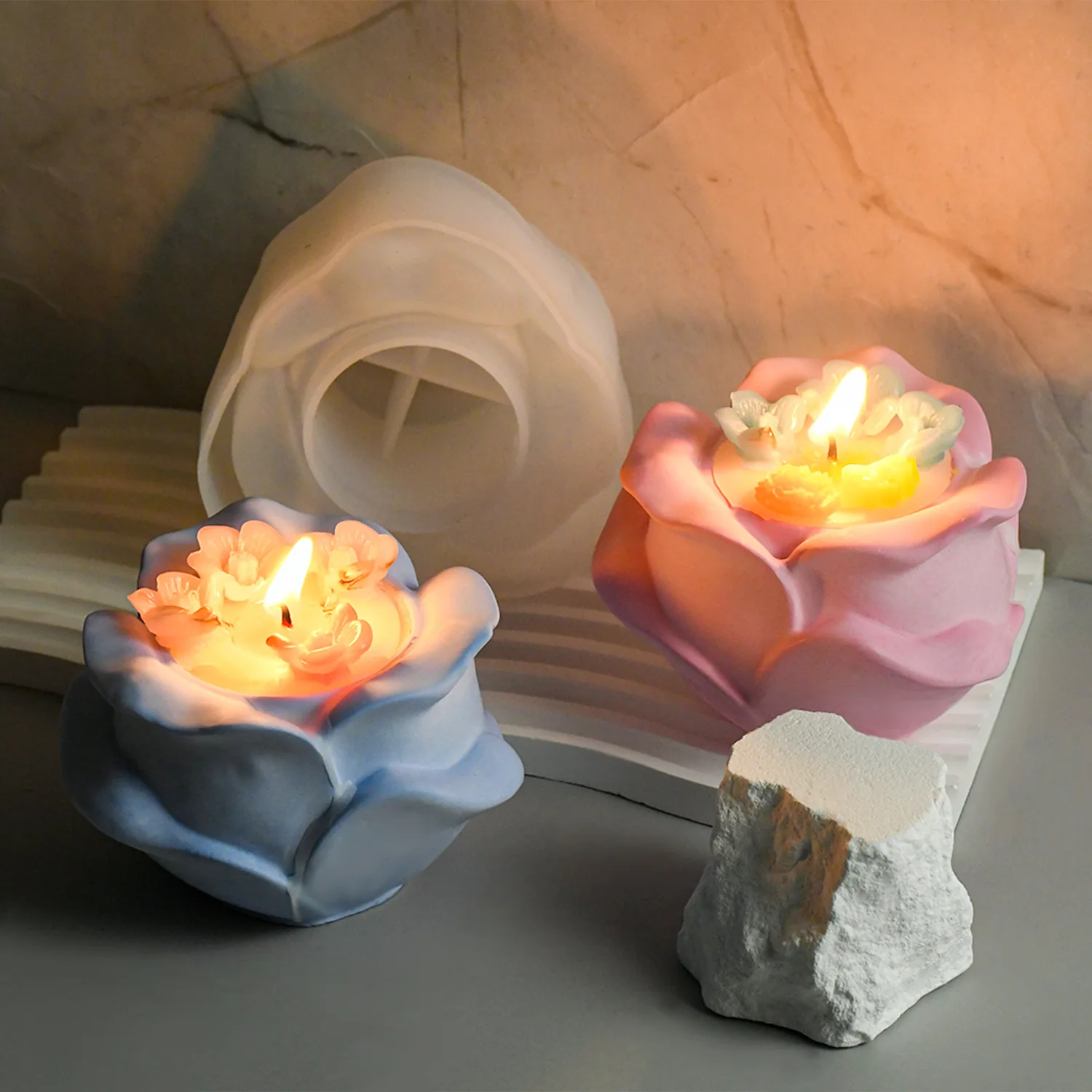 

3D Роза подсвечник силиконовая форма милый цветок коробка для хранения Смола форма «сделай сам» подсвечник пластырь инструменты для изготовления Домашний Настольный Декор