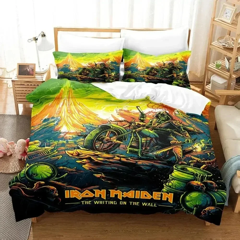 3D Iron Heavy Metal Maidens Bedding Set Polyester Quilt Cover Pillowcase Comforter King Queen Size Boys Adult Duvet Cover Set 6