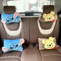Cartoon Stitch Pooh Bear Headrest Comfortable Back Cushion Car Decor Throw Pillow Stuffed Anime Cushion Girl Washable Gifts 1