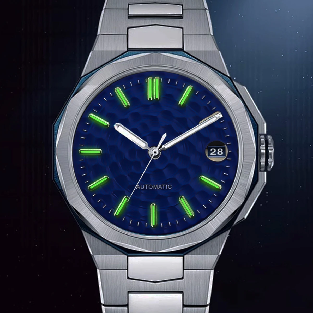 Enhanced Watch Dial with Green Luminous Accents - 28.5mm, Multicolor Options