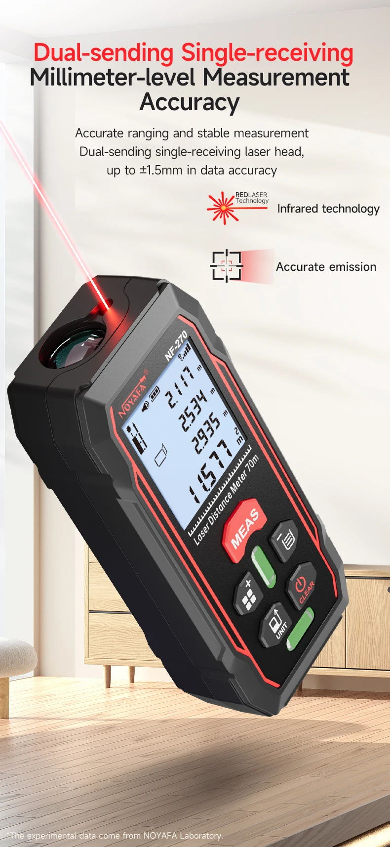 Noyafa NF-270 laser Rangefinder 60M with horizontal bubbles Digital Range Finder
