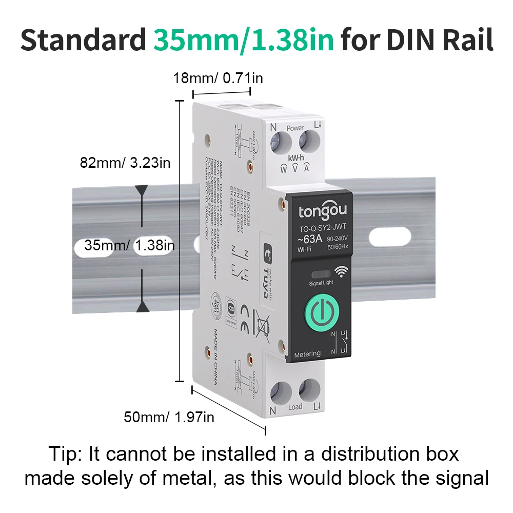 TUYA WiFi Smart Circuit Breaker Over current under voltage protection power mete