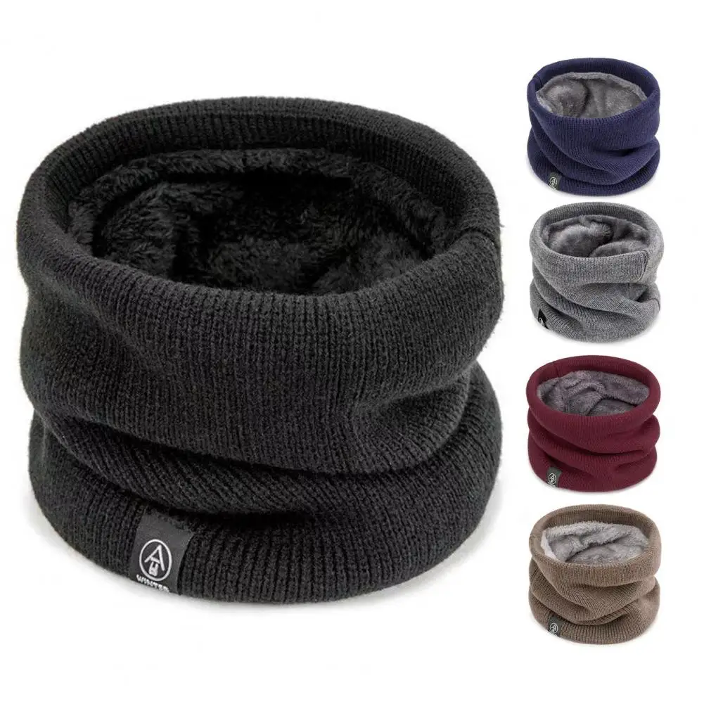 

Winter Scarf for Men Fleece Ring Bandana Knitted Warm Solid Scarf Women Neck Warmer Thick Cashmere Hot Handkerchief Ski Mask