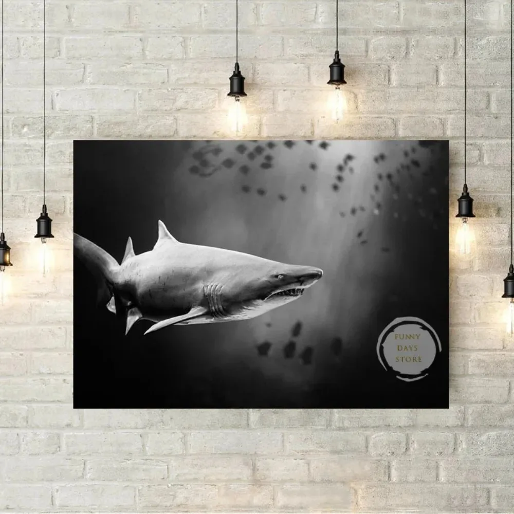 Great White Shark Ocean Giants Canvas Art - Nature Wall Decor Poster