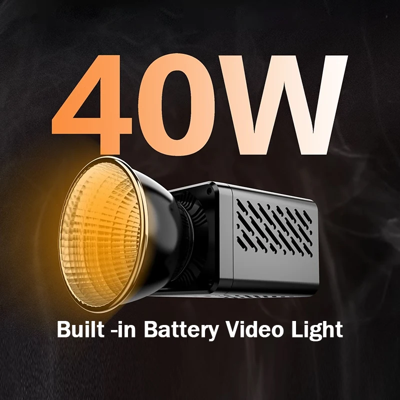 

40W COB Video Light 3400mAh CRI95+ 2500K-6500K Bi-Color LED Video Ligh Professional Studio Light for Camera Video