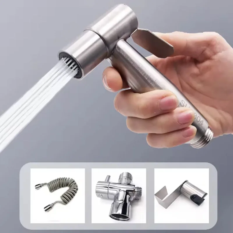 Portable Handheld Toilet Bidet Sprayer Gun Holder Self Cleaning Wash Bidet Faucet Spray 3 Way Valve Bathroom Hose Shower Head