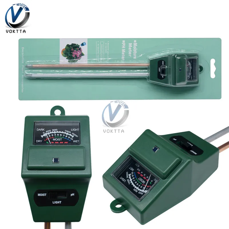 Soil Tester 3 in 1 Soil Water Moisture PH Tester Detector Light Test Meter Sensor for Garden Plant Flower Hydroponic