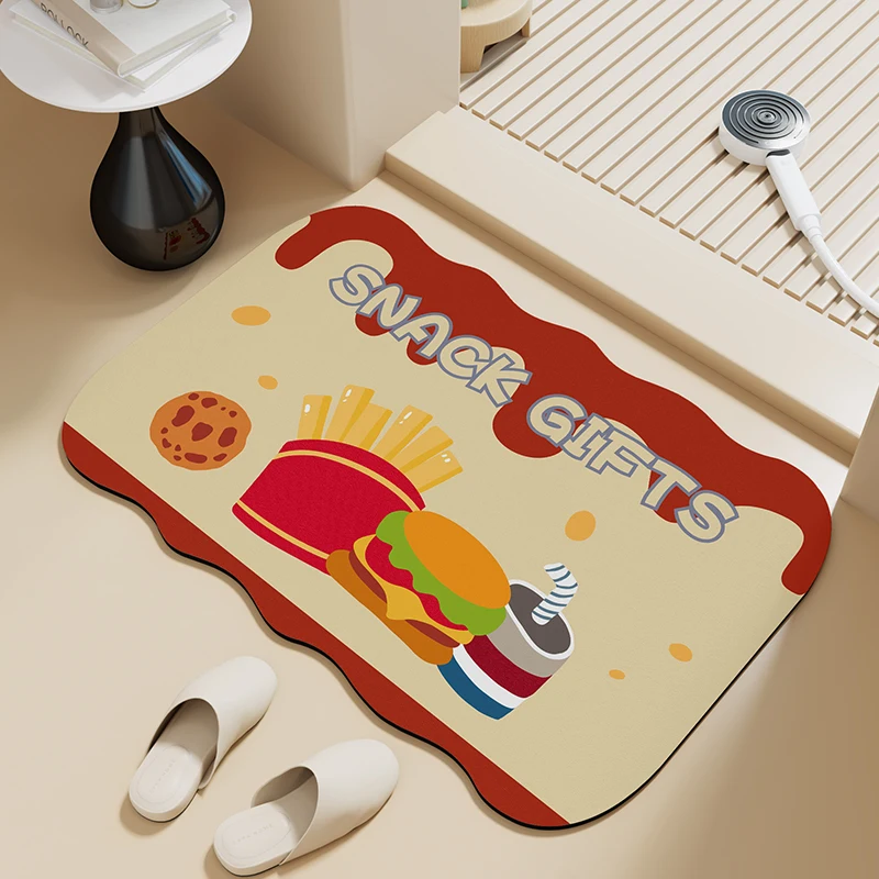 Bathroom floor mat, diatom mud absorbent mat, bathroom bath non-slip foot mat, special-shaped small fresh household carpet 4