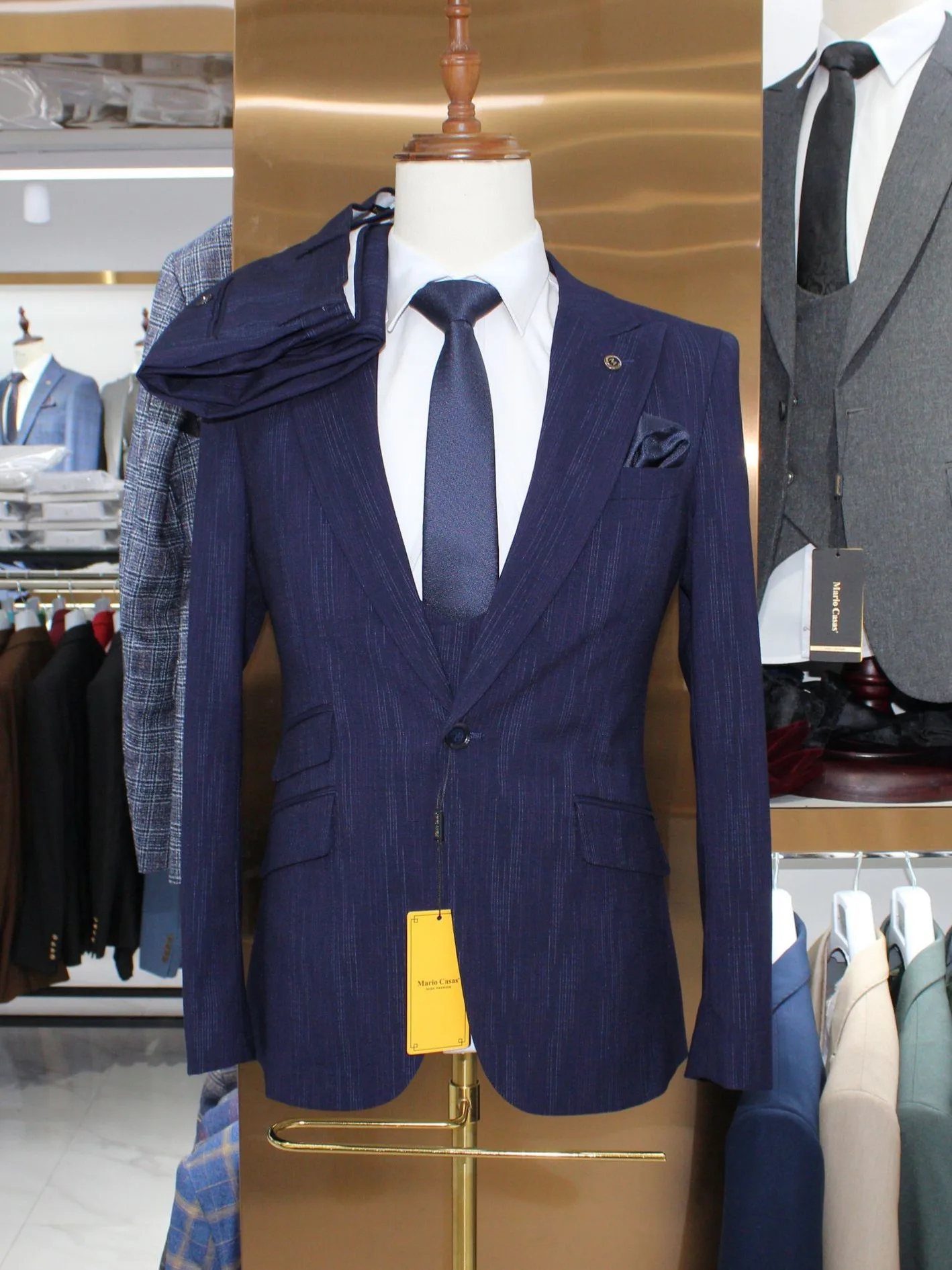 Suit Coat Vest Pants Male Business Slim Fit Blazers Set 3 Pieces / Men's Wedding Groom Jacket Trousers Waistcoat