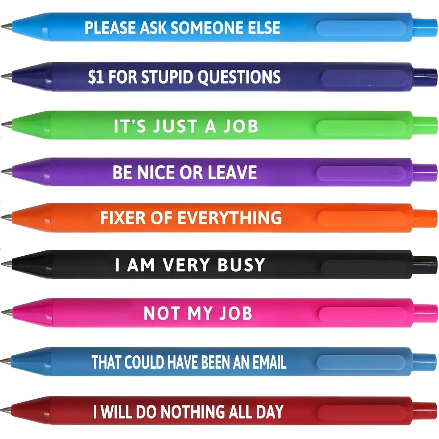 Fun & Satirical Quote Ballpoint Pen Set - Amusement Park Edition