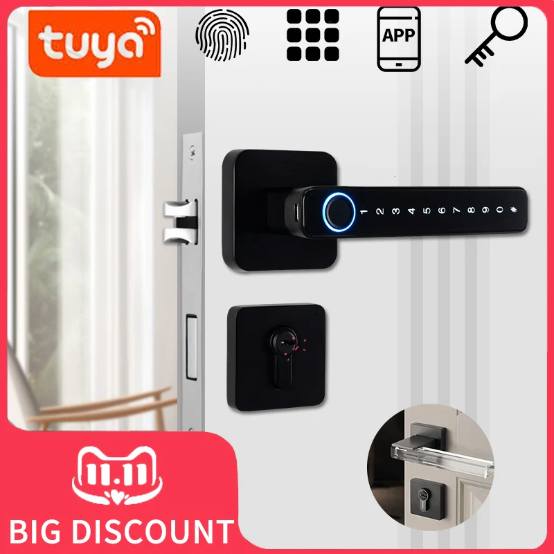 Smart Door Handle Fingerprint Password Remotely Unlock Digital Lock