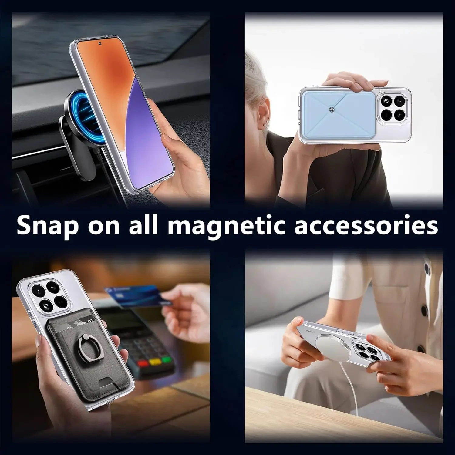 Transparent Magnetic Shockproof Case with Wireless Charging Compatibility