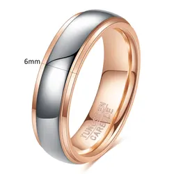 Elegant Gold & Rose Gold Beveled Edge Unisex Wedding Band - Comfort Fit Engagement & Promise Ring - 8 (Rose Gold 6mm)