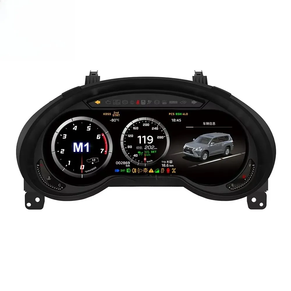 로드나비 자동차 속도계 GX400 GX460 2009+2020 LCD 디지털 계기판 자동차 업그레이드 대시보드 계기판