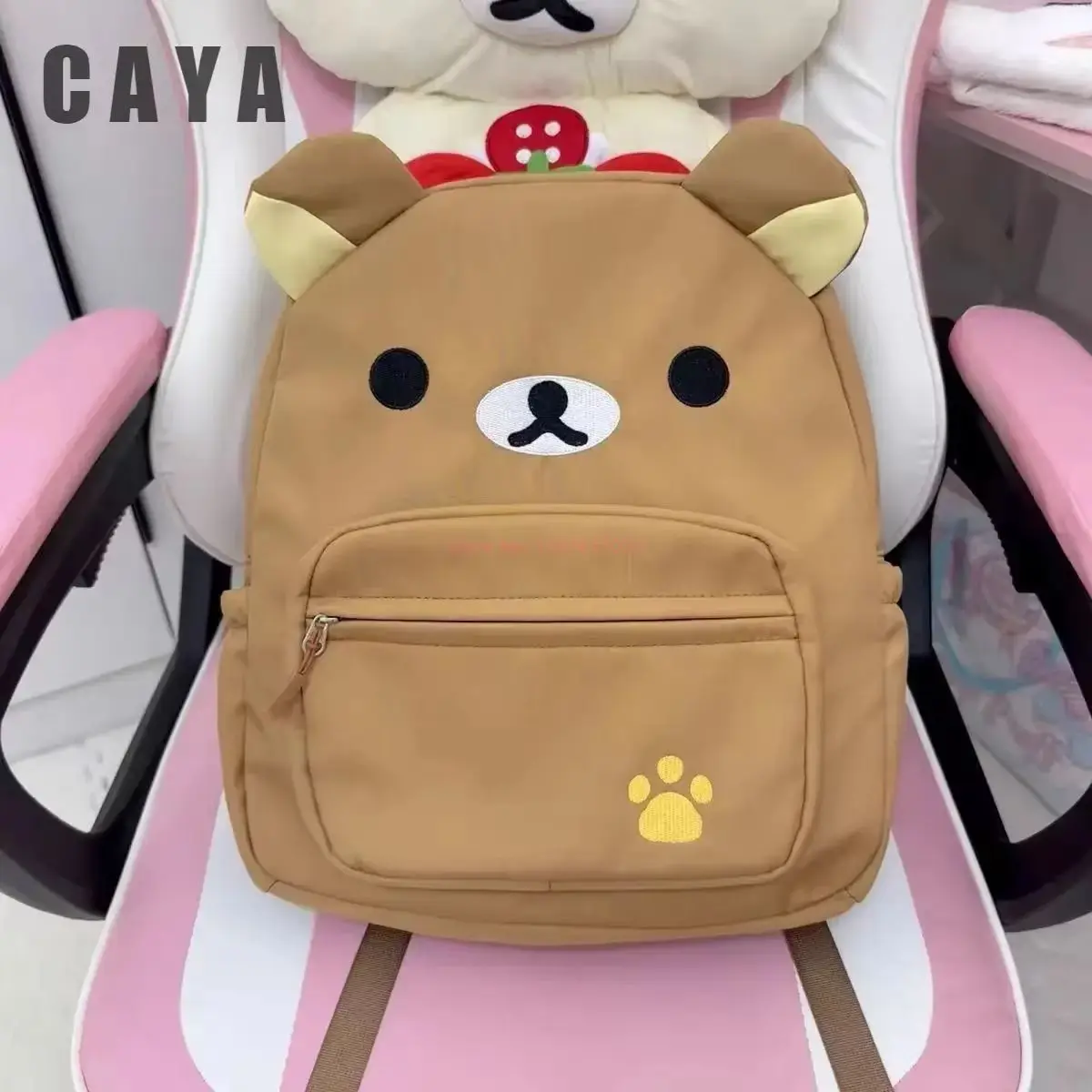Kawaii Rilakkuma Backpack Anime Cartoon Embroidery Backpack Stylish Large-Capacity Student School Bag Nylon Multifunctional Bags