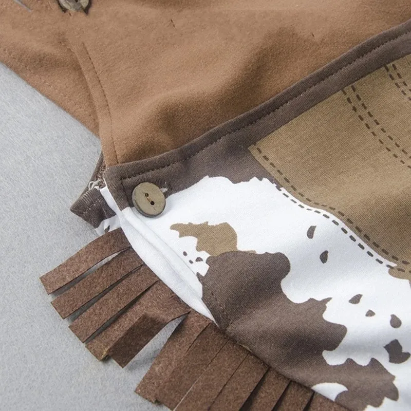 Infant Romper Baby Boy Cowboy Costume 3Pcs Hat Scarf Romper Halloween Cosplay Outfit