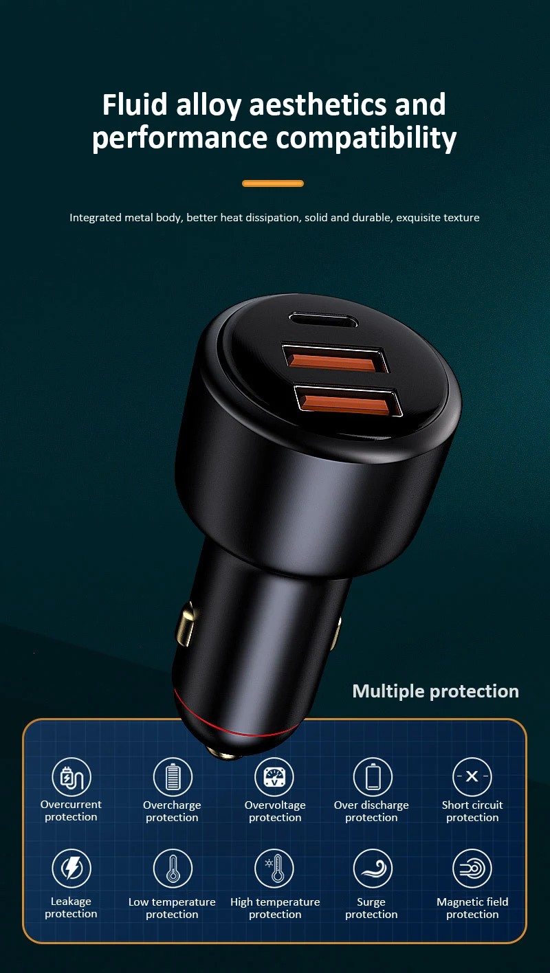 200W Car Charger USB Port Fast Charging For IPhone 13 12 11 Huawei Xiaomi Samsung Mi Type C Mobile Phone_voghion.com