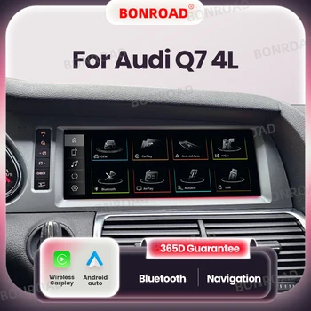 Radio de coche inalámbrico BONROAD CarPlay Android para Audi Q7 4l 2005-2015, reproductor Multimedia, unidad principal estéreo con pantalla táctil, No 2din 1