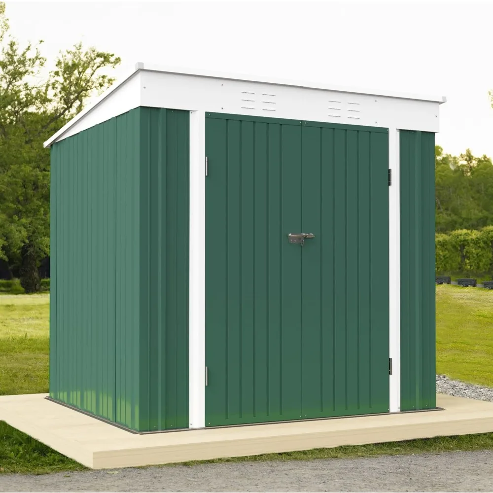 

Metal Sheds Outdoor Storage for Backyard Garden Patio Lawn (6' X 4') Steel Utility Tool Shed Storage House With Door & Lock Home
