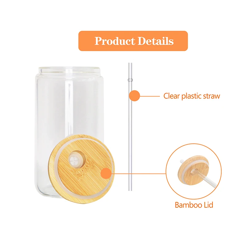 Custom 16oz 20oz Clear Borosilicate Water Beverage Soda Glass Beer Can  Sublimation Cup with Bamboo Lid and Straw - China Water Bottle and Drinking  Bottle price