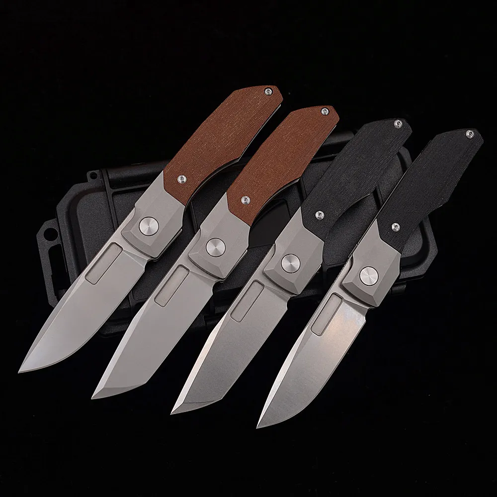 

JUFULE 100% M390 Blade Mini V Synapse Flipper TC4 Titanium Micarta Handle Hunting Tactical Camping EDC Tool Pocket Folding Knife