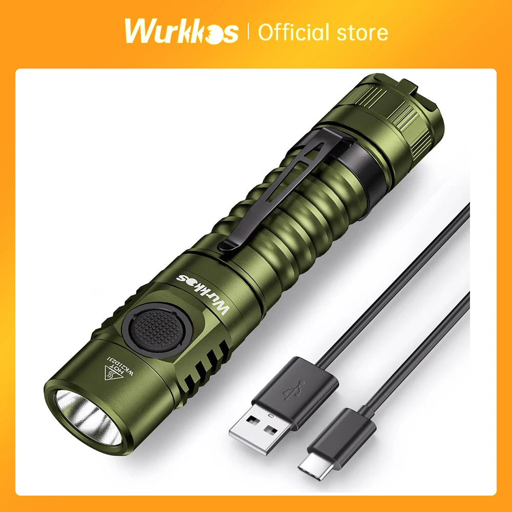Wurkkos FC11 Tactical Flashlight 18650 LED 1300lm LH351D Mini Pocket Light USB-C Rechargeable Magnetic Tail 90CRI Camping Lamp