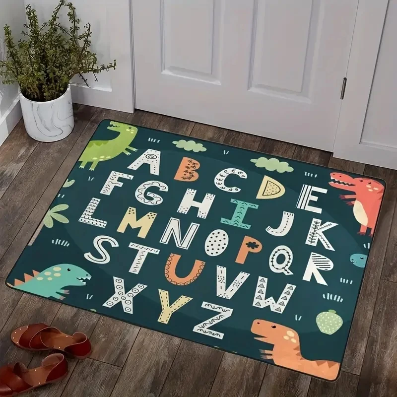 1pc Soft Alphabet Area Rugs, Large Area Rugs, Dinosaur Funny LettersComfortable Indoor Carpet, Baby Play Mat .