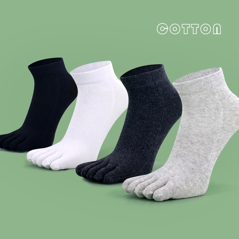 Calzini Uomo A 5 Dita In Cotone - 5 Paia, Mini Equipaggio, Traspiranti, Per Corsa E Casual, Taglia 38-43, Colori Misti (Grigio, Rosso, Viola, Verde, Arancione)