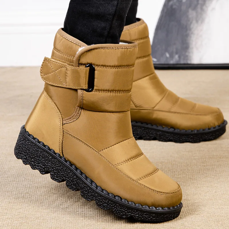 Women's Boots Low Heels Fur Boots For Winter Shoes Woman Waterproof Snow Boots Black Women Rubber Botas Mujer Winter Footwear