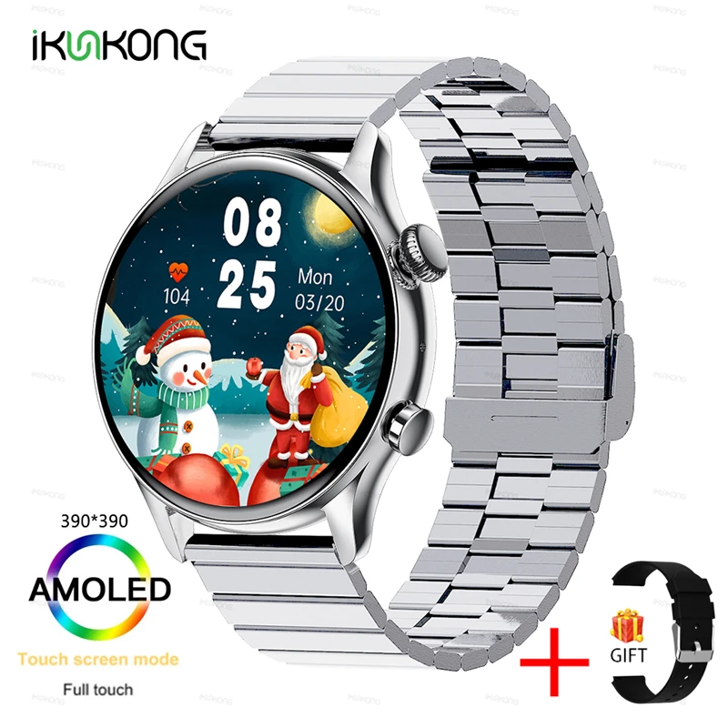 2022 New AMOLED Smartwatch Mens 1.36 inch Screen Support Always On Display Watches Waterproof Sports Fitness Tracker Smartwatch 