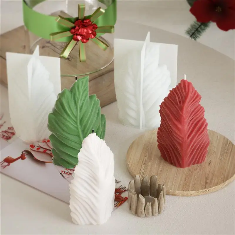 DIY Silicone Candle Mold Leaf Scented Candle Making Resin Molds Geometric Large Leaf Candle Soap Plaster Wax Mold Home Decor