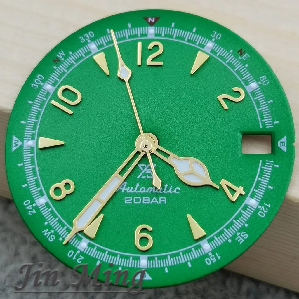 Premium Multicolor Date Watch Dial with Green Luminous Finish - Matte 28.5mm