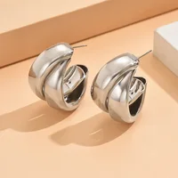 Stainless Steel Chunky Hoop Earrings for Women Girls Gold Color Double Ring Thick Geometric Drop Earrings Statement Jewelry Gift - Image 5