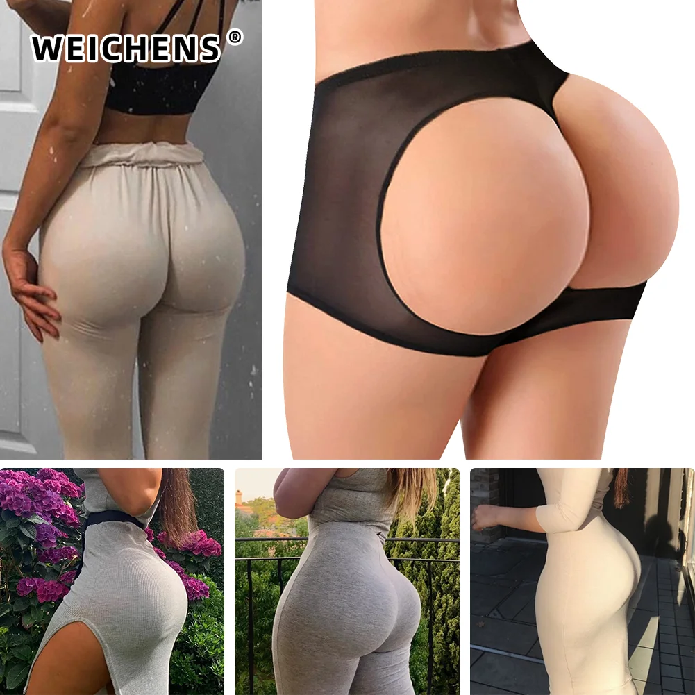 

WEICHENS Women Leaking Buttocks Butt Lifter Panties Body Shaper Push Up Shapewear Hip Enhancer Underwear Tummy Control Boyshorts