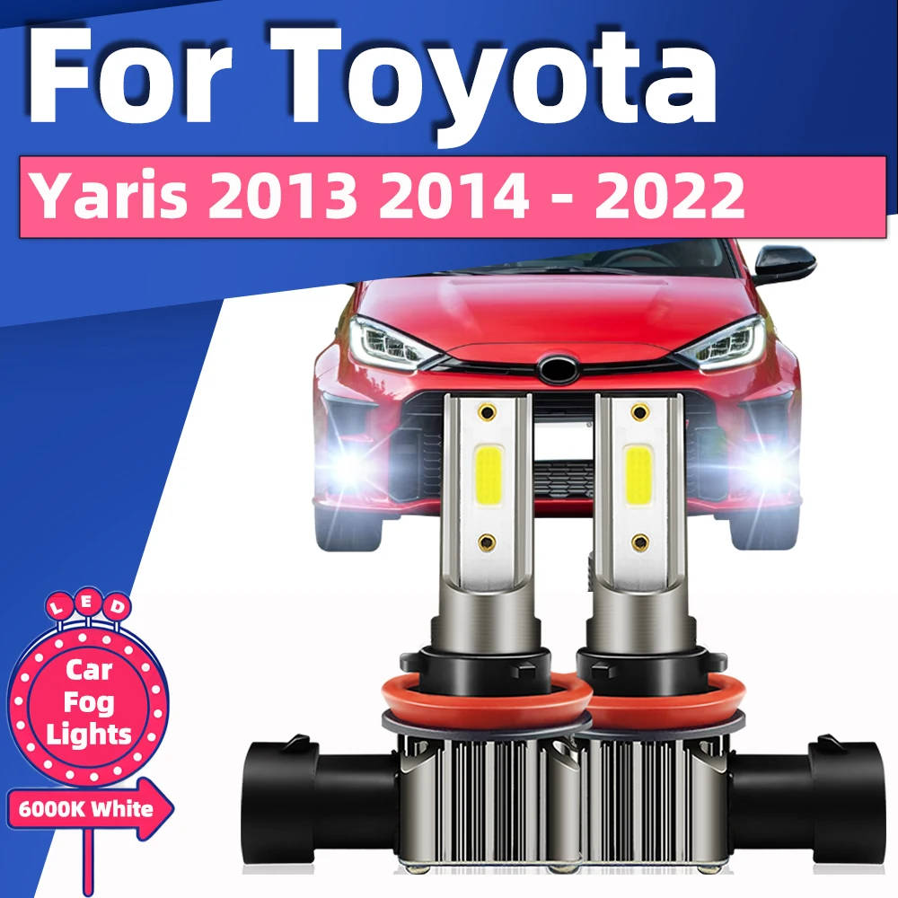 2Pcs LED Lamp 6000K High Bright Car Front Fog Light 15000LM Bulbs For Toyota Yaris 2013 2014 2015
