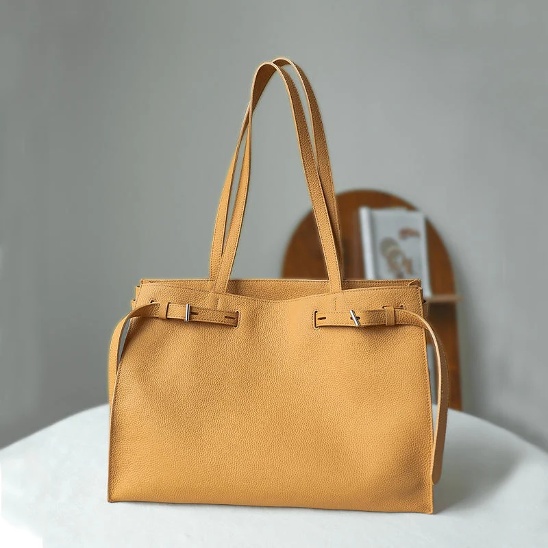Women Totes Laptop Bag 2025 New Luxury Genuine Leather Commuter Handbag Female Large Capacity Minimalist Computer Shoulder Bag - 3