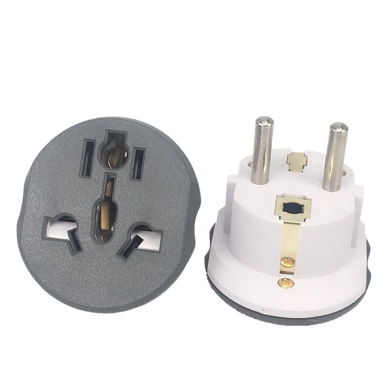 Power Adapter EU Plug Adapter 16A 250V Travel Adapter Converter 2 Round Socket Universal AU US UK CN To EU KR Wall Socket Outlet